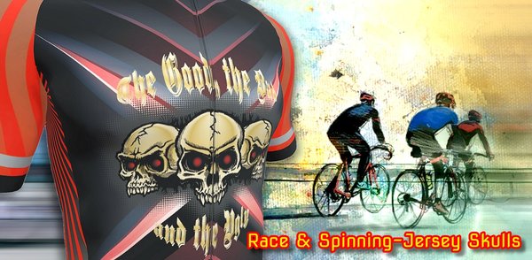 crazybikewear image jersey race and spinning skulls